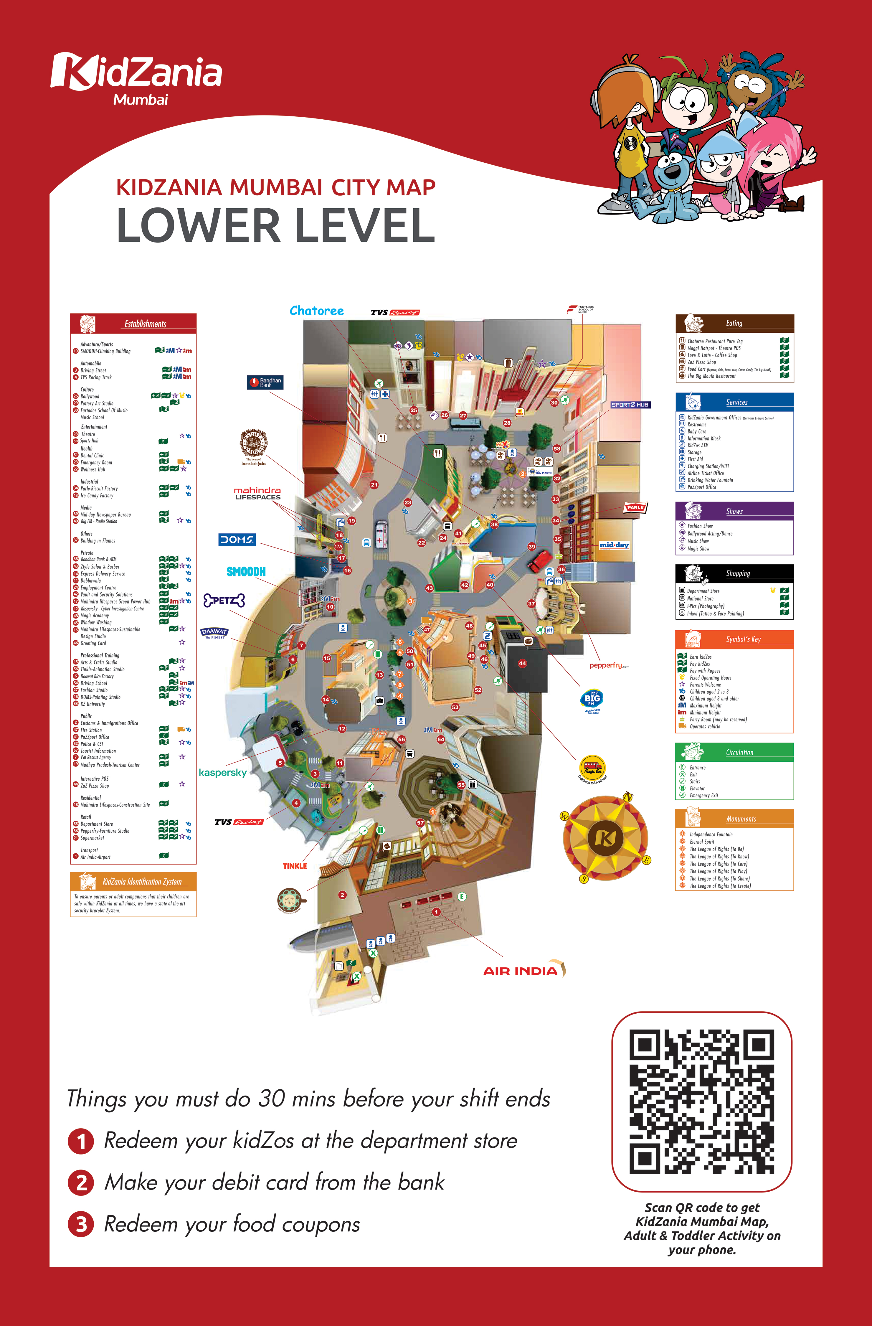 KidZania Mumbai Map Lower Level
